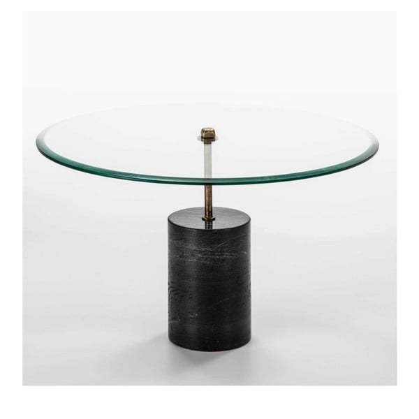 Johny dohányzóasztal fekete márványból és üvegből, ⌀ 81 cm - Thai Natura