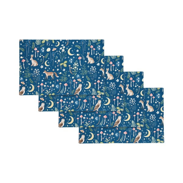 Pamut tányéralátét szett 4 db-os 30x46 cm Enchanted Twilight Animals – Catherine Lansfield