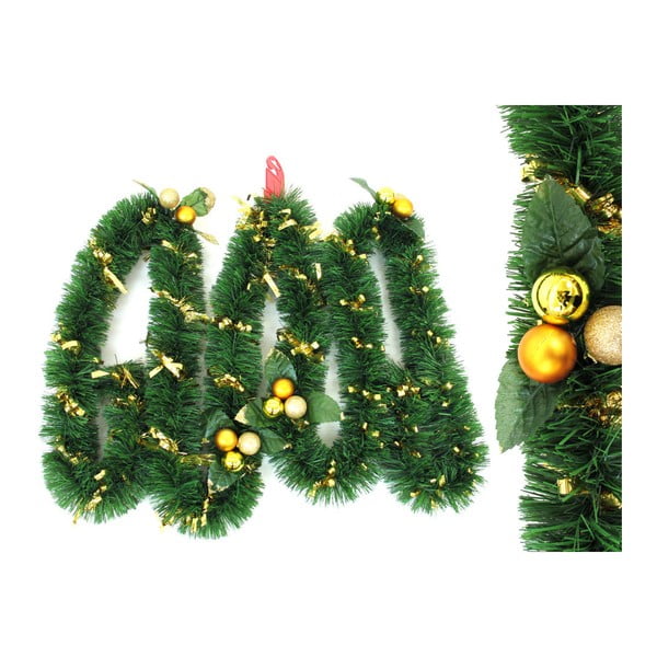 Tinsel dekorációs karácsonyi girland arany színű részletekkel, hosszúsága 3 m - Unimasa