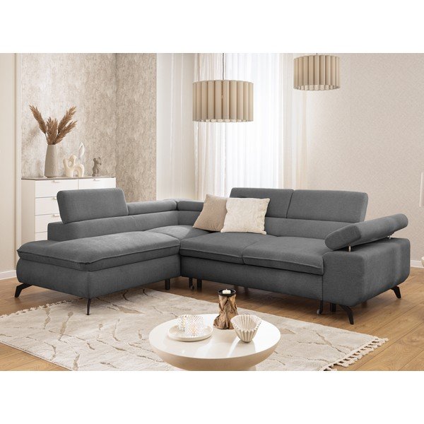 Szürke zsenília sarokkanapé (bal oldali-L alakú) Marbeya  – Ropez-image-1