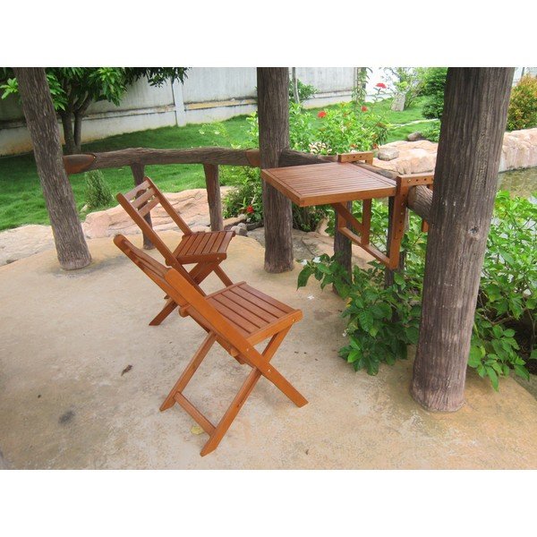 Balcony Berkeley 2 db eukaliptusz szék és függő erkély asztal - Garden Pleasure-image-1