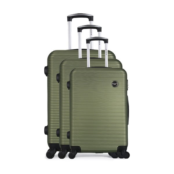 Vanity 3 részes, zöld gurulós utazó bőrönd szett - Bluestar