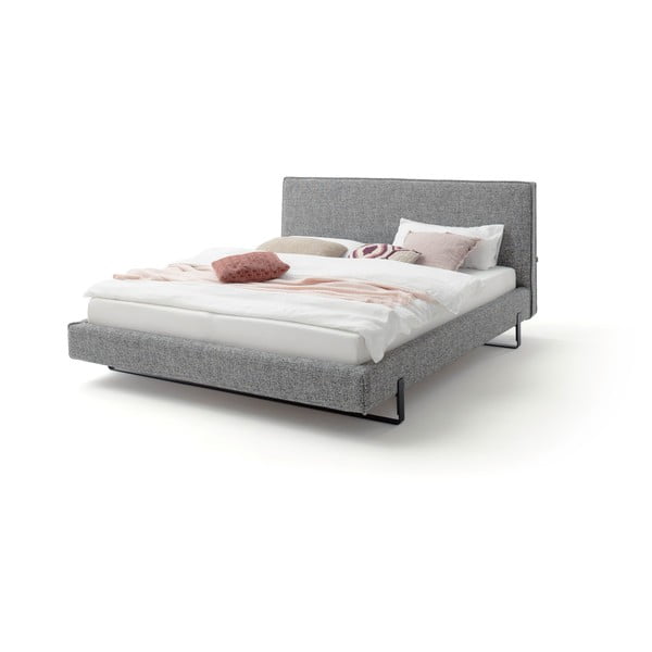 Szürke kárpitozott franciaágy ágyrács nélkül 180x200 cm La Gomera – Meise Möbel-image-4