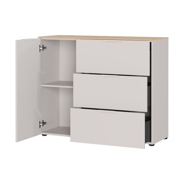 Krémszínű matt szekrény 109x98x40 cm Savoca – Germania-image-4