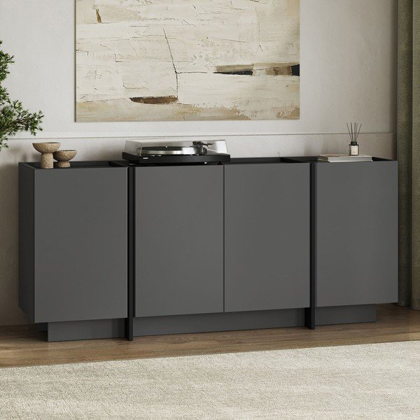 Antracitszürke komód kábellyukkal 180x80x45 cm Dorma – Kalune Design-image-4