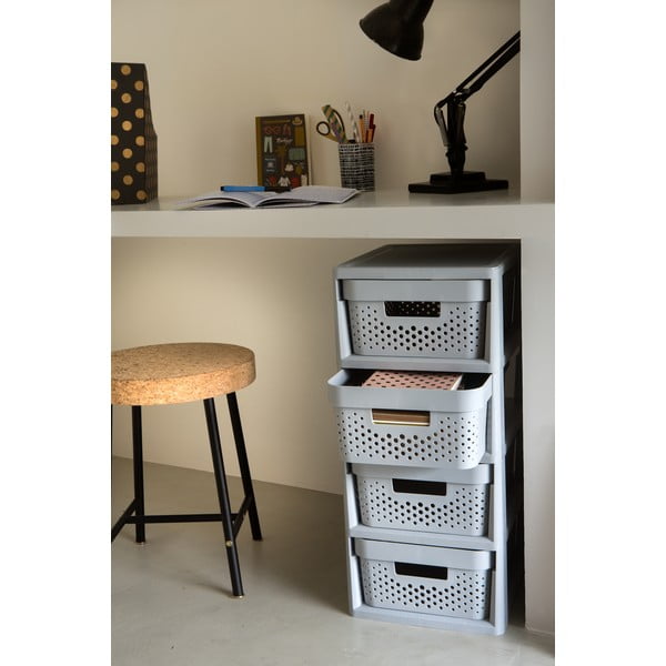 Szürke műanyag gurulós polcos állvány 29,5x65,5 cm Infinity – Curver-image-1