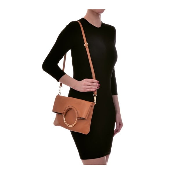 Pergon Cross konyak barna bőr kézitáska - Luisa Vannini-image-4