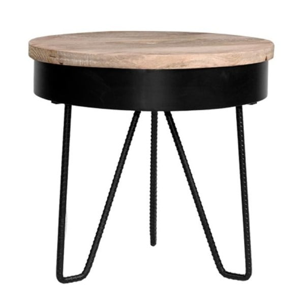 Saran fekete tárolóasztal fa asztallappal - LABEL51
