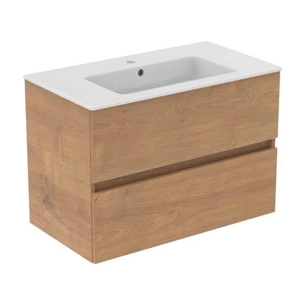Natúr színű fali mosdó alatti szekrény tölgyfa dekorral 80x55 cm Eurovit+ – Ideal Standard-image-3