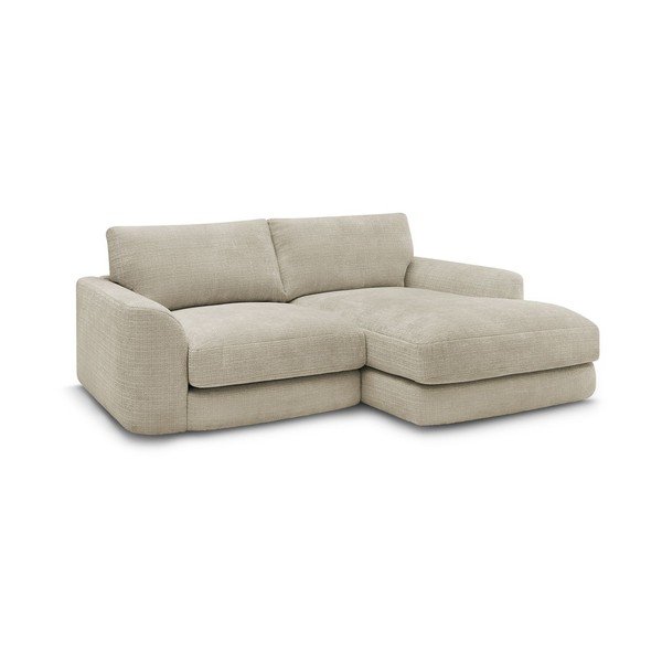 Bézs zsenília sarokkanapé (jobb oldali-heverő résszel) Leonore – Bobochic Paris