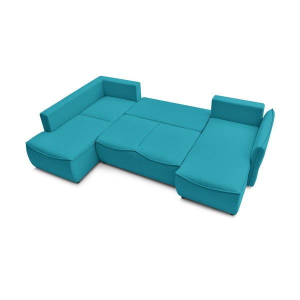 Türkiz kinyitható sarokkanapé (bal oldali) Leon – Bobochic Paris-image-4