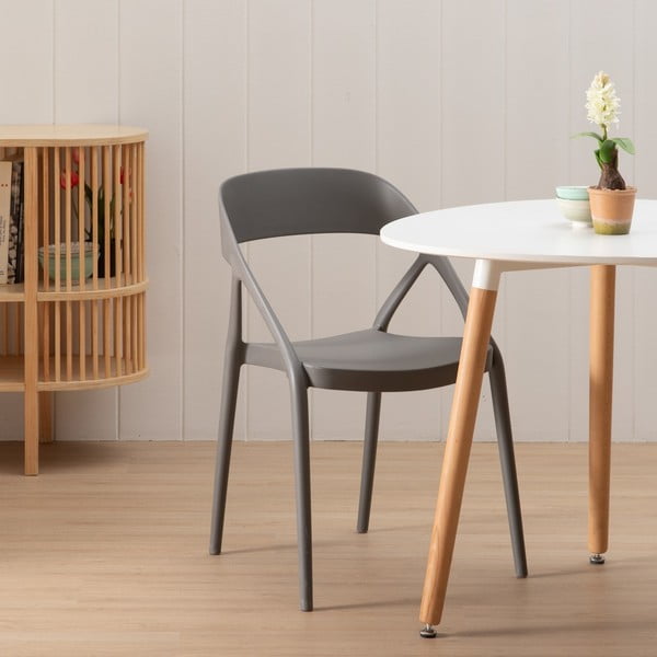 Szürke műanyag étkezőszék szett 2 db-os – Ixia-image-1