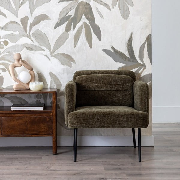 Bézs zsenília fotel Bind – Ixia-image-1