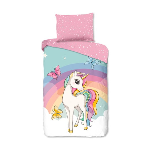 Rózsaszín egyszemélyes pamut gyerek ágyneműhuzat 140x200 cm Dash – Good Morning