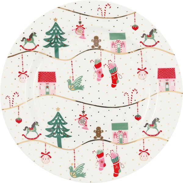 Fehér karácsonyi porcelán tányér ø 20,5 cm Laura - Green Gate