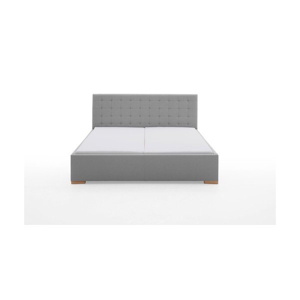 Világosszürke kárpitozott franciaágy ágyrács nélkül 180x200 cm Malia – Meise Möbel-image-2