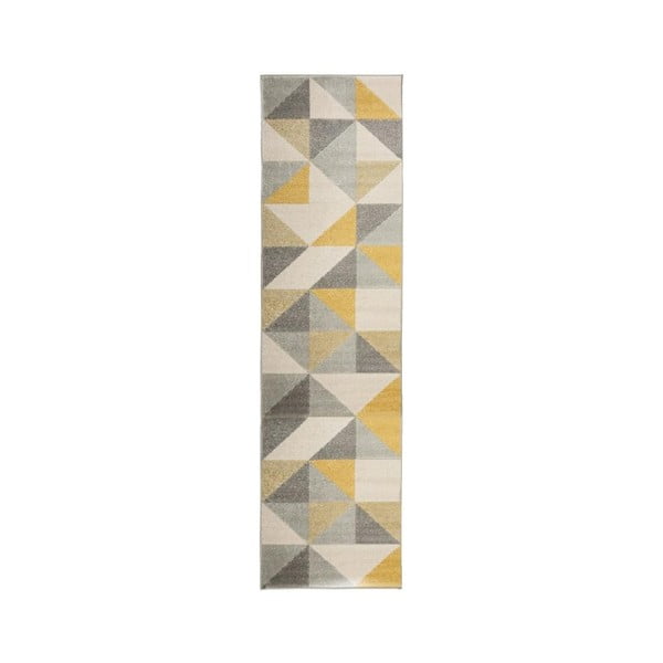 Urban Triangle szürke-sárga szőnyeg, 60 x 220 cm - Flair Rugs