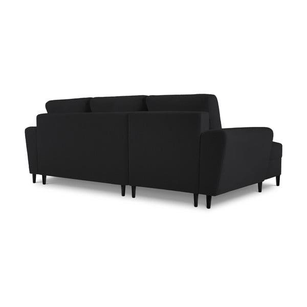 Fekete buklé kinyitható tárolóhelyes sarokkanapé (bal oldali-heverő résszel) Kyoto – Cosmopolitan Design-image-4