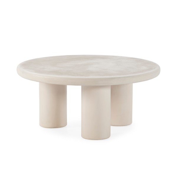 Krémszínű kerek dohányzóasztal kő dekorral ø 80 cm Iriel – MOME-image-2