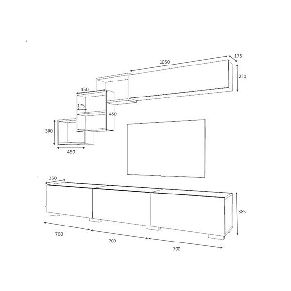 Fehér TV asztal 210x40 cm Fly - Gauge Concept-image-3