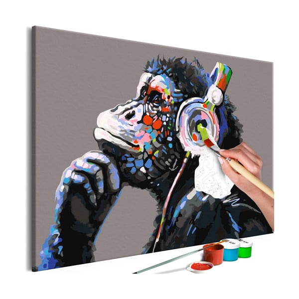Musical Monkey DIY készlet, saját vászonkép festése, 60 x 40 cm - Artgeist