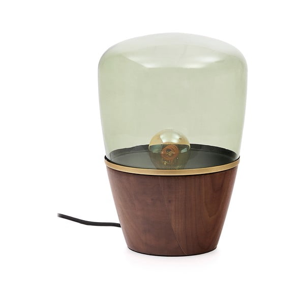 Zöld-sötét natúr színű asztali lámpa üveg búrával (magasság 30 cm) Silex – Kave Home
