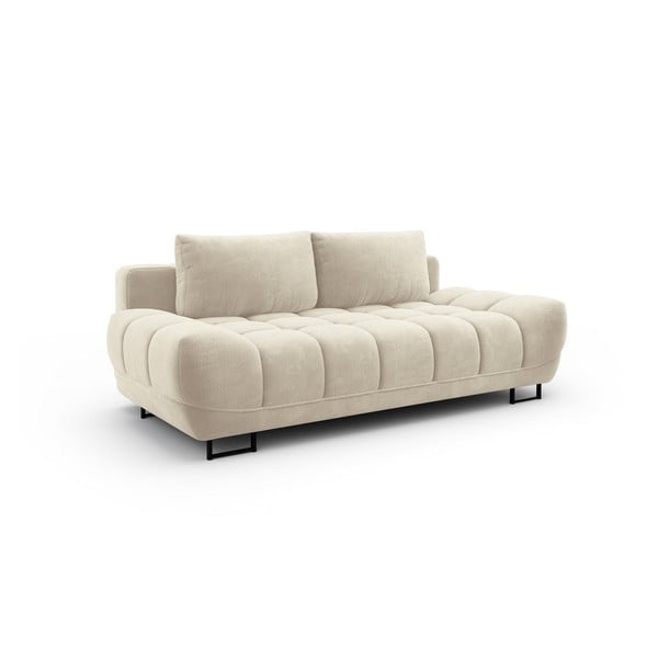 Cirrus bézs háromszemélyes kinyitható kanapé bársony kárpittal - Windsor & Co Sofas-image-3