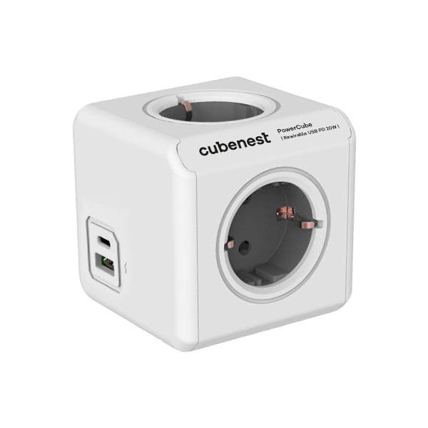 Elosztó 13 cm PowerCube ReWirable USB Schuko – Cubenest