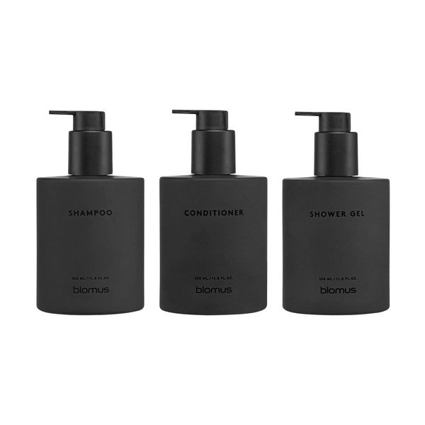 Fekete fali üveg szappanadagoló készlet 3 db-os 350 ml Kirei – Blomus-image-3