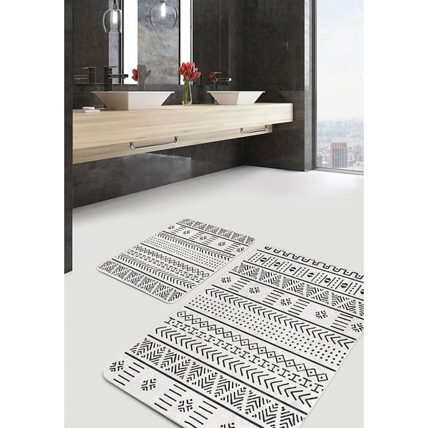 Fekete-fehér fürdőszobai kilépő szett 2 db-os 60x100 cm – Mila Home-image-3