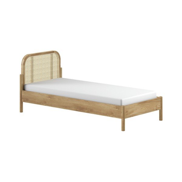 Natúr színű tölgyfa egyszemélyes ágy ágyráccsal 90x200 cm Olive Rotan – Vipack