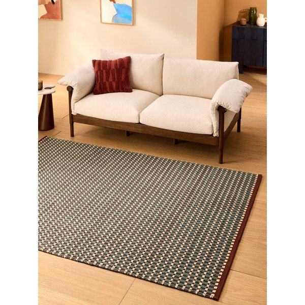Kékeszöld kézi szövésű gyapjúkeverék szőnyeg 200x290 cm Ember – MADE-image-1