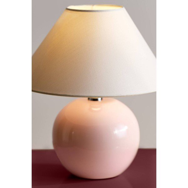 Világos rózsaszín-krémszínű kerámia asztali lámpa (magasság 29 cm) Karamell – Jotex-image-1