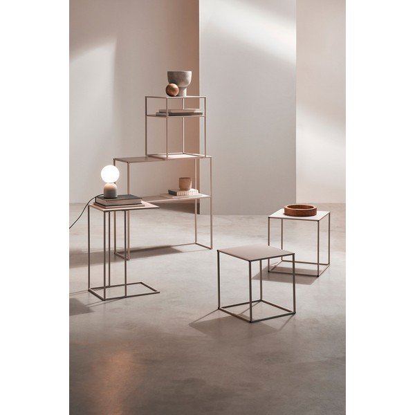 Bézs fém dohányzóasztal szett 2 db-os 38x38 cm Alrik – Yes Everyday-image-4