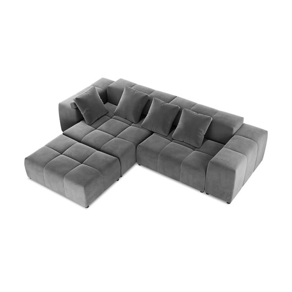 Szürke bársony sarokkanapé (variálható) Rome Velvet - Cosmopolitan Design-image-3