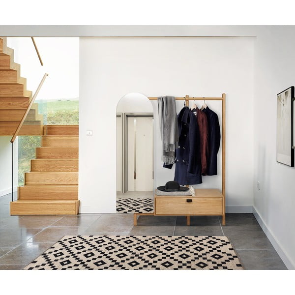 Tripod tölgyfa előszoba bútor tükörrel - Woodman-image-1