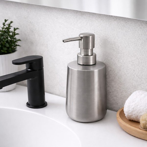 Matt ezüstszínű rozsdamentes acél szappanadagoló 450 ml – Orion-image-1