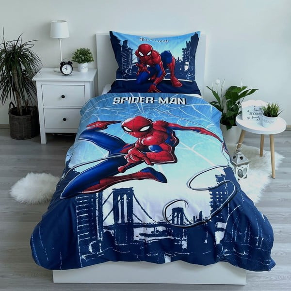 Kék egyszemélyes pamut gyerek ágyneműhuzat 140x200 cm Spider-man "Blue" – Jerry Fabrics-image-1