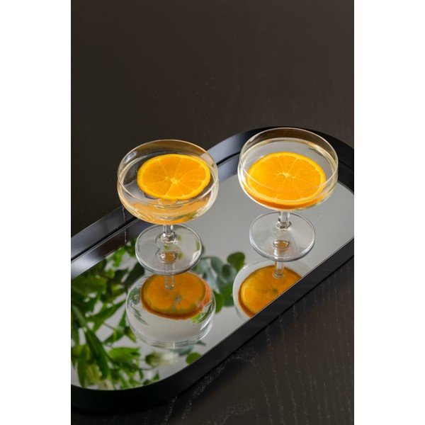 Oval fekete tálca tükörrel, szélesség 18 cm - PT LIVING-image-1