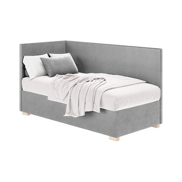 Szürke sarok ágyneműtartós gyerekágy matraccal 90x200 cm Flexi – Ghado-image-2