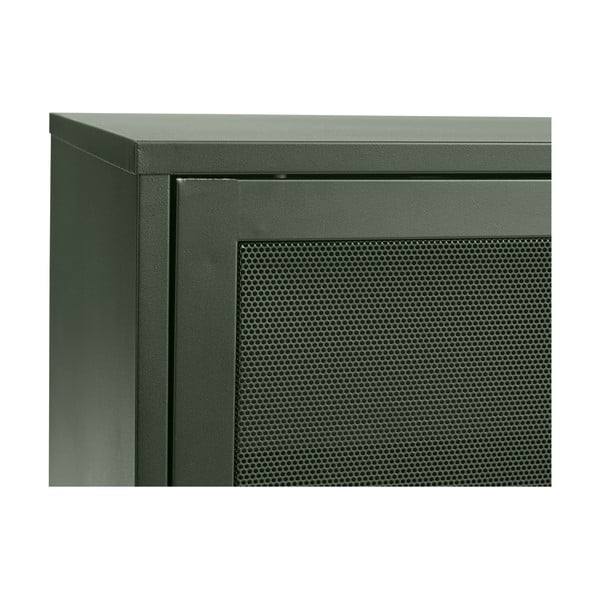 Sötétzöld fém alacsony komód tolóajtóval 160x75 cm Veep – Unique Furniture-image-4