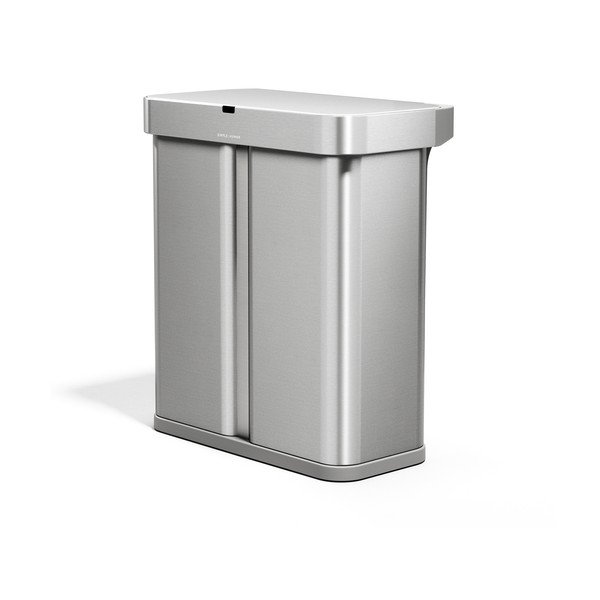 Ezüstszínű acél szelektív-érintésmentes szemetes 34+24 l Dual Sensor – simplehuman