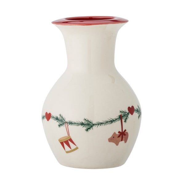 Fehér agyagkerámia váza karácsonyi mintával (magasság 16 cm) Yule – Bloomingville