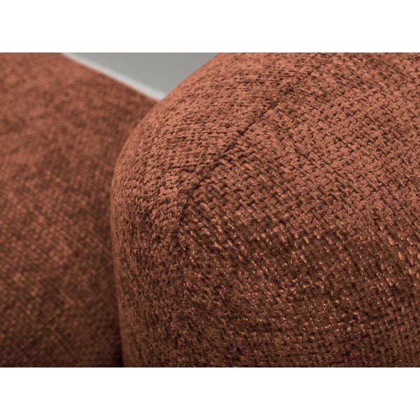 Terrakotta színű zsenília kinyitható-tárolóhelyes sarokkanapé (bal oldali-heverő résszel) Mele – Makamii-image-1