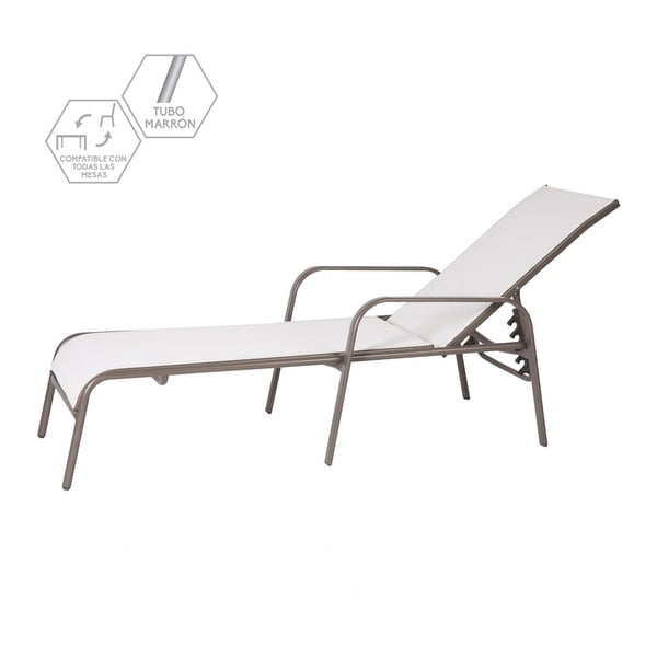 Fehér fém kerti napozóágy – LDK Garden-image-1