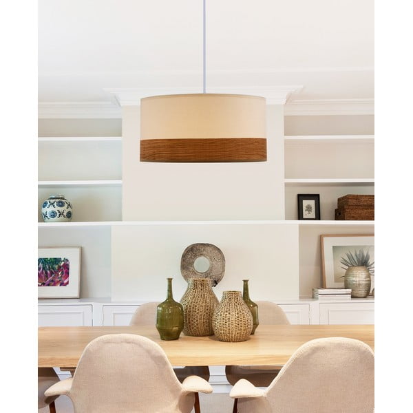 Fehér függőlámpa textil-furnér búrával ø 30 cm Bianco – Candellux Lighting-image-1