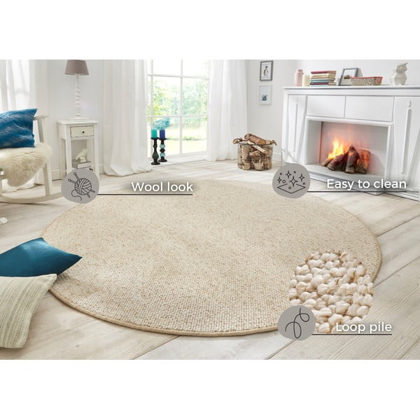 Krémszínű kerek szőnyeg ø 133 cm Wolly – BT Carpet-image-4