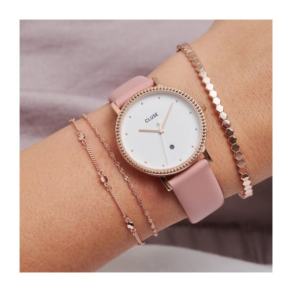 Le Couronnement női karóra rózsaszín bőrszíjjal - Cluse-image-4