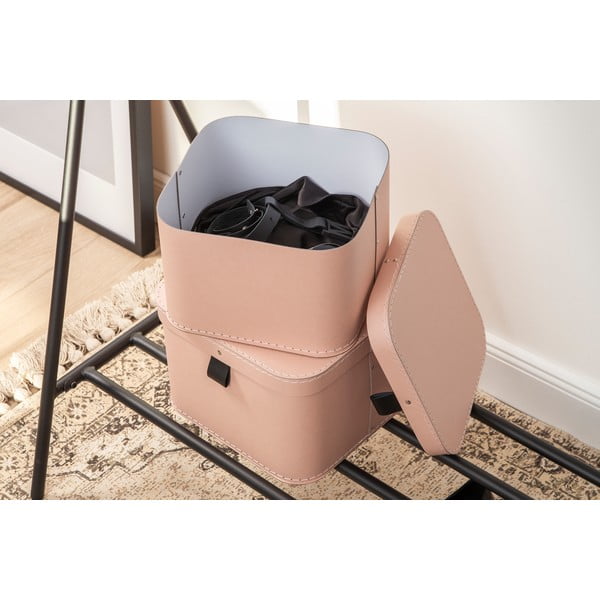 Rózsaszín fedeles karton tárolódoboz szett 2 db-os 28,5x28,5x19,5 cm Ludvig Paper Laminate – Bigso-image-2