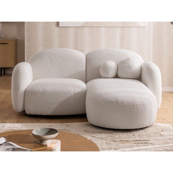 Krémszínű buklé sarokkanapé (jobb oldali-heverő résszel) Orbit – Ropez-image-1